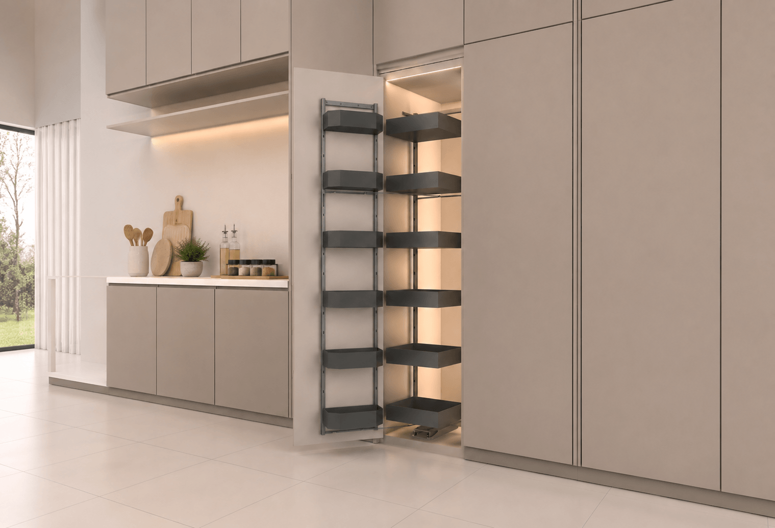 6 Layers Metal Tall Pull Out Pantry Unit
