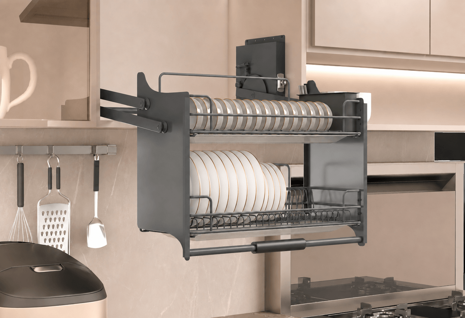 Elevator Dish Rack Basket