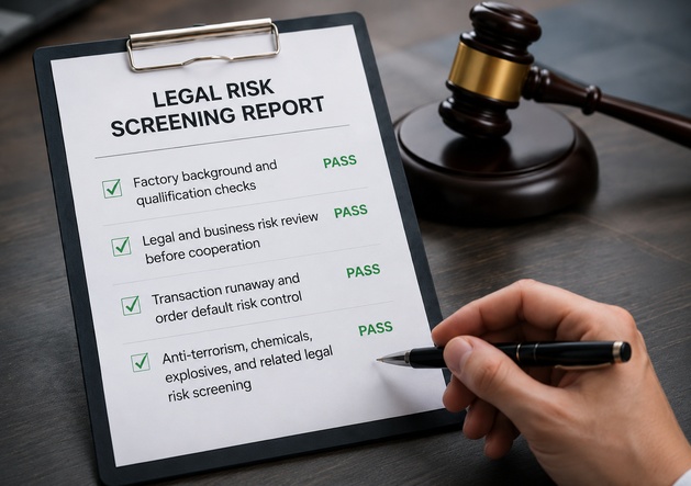 Legal risk screening report for secure payment risk control and supplier qualification checks