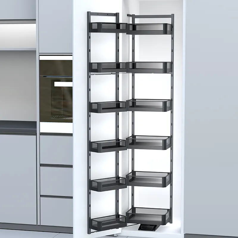Glass tall pull out pantry units organizer