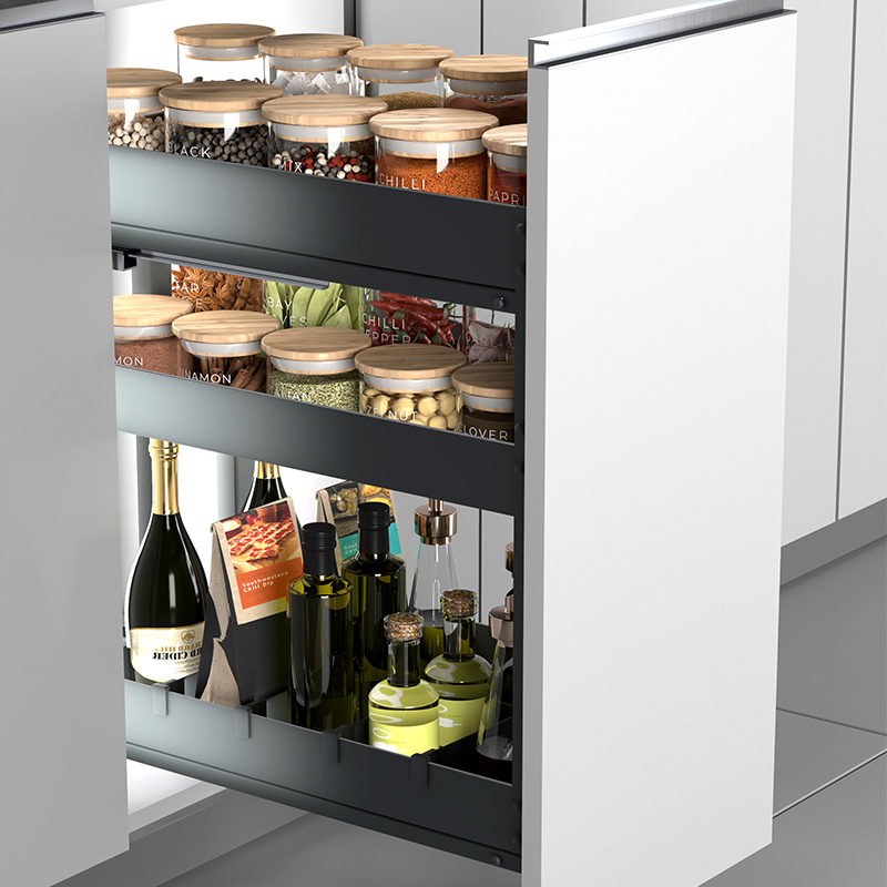 3 Layers with DIY Dividers: Pull Out Kitchen Seasoning Basket
