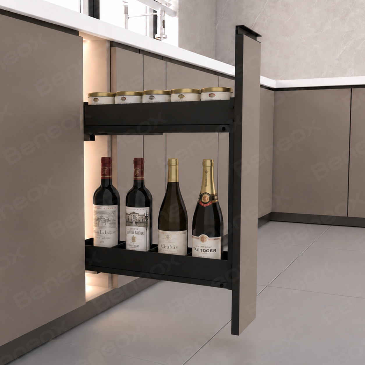 2 Layers 150mm Plate Metal Black Sliding Basket