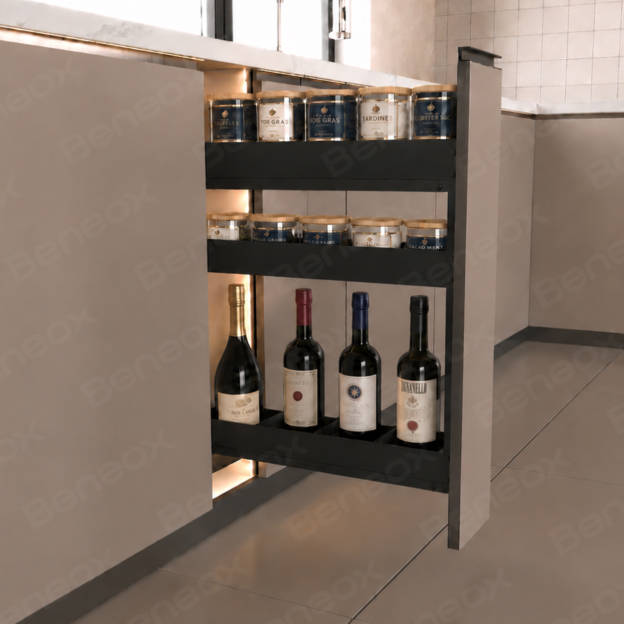 3 Layers 150mm Metal Black Sliding Basket