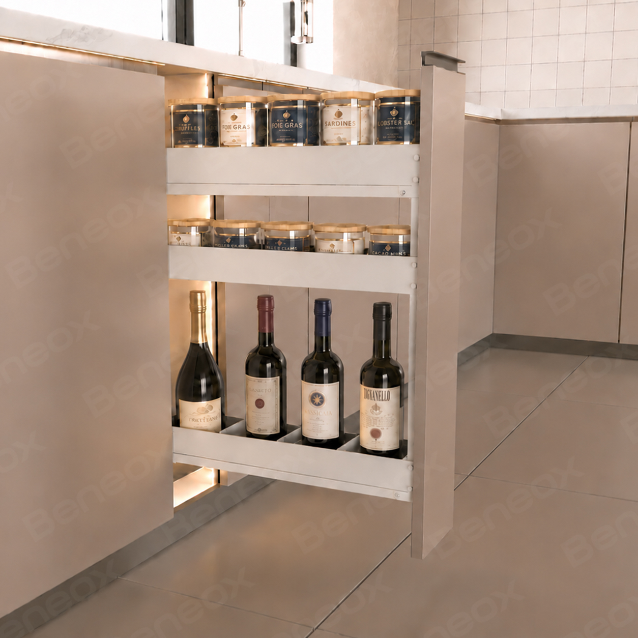 3 Layers 150mm Metal White Sliding Basket