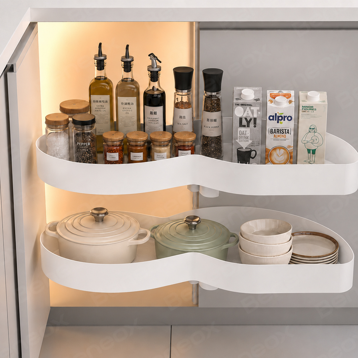 XH-03-004-627 Full Open 2 Tiers Swing Tray White