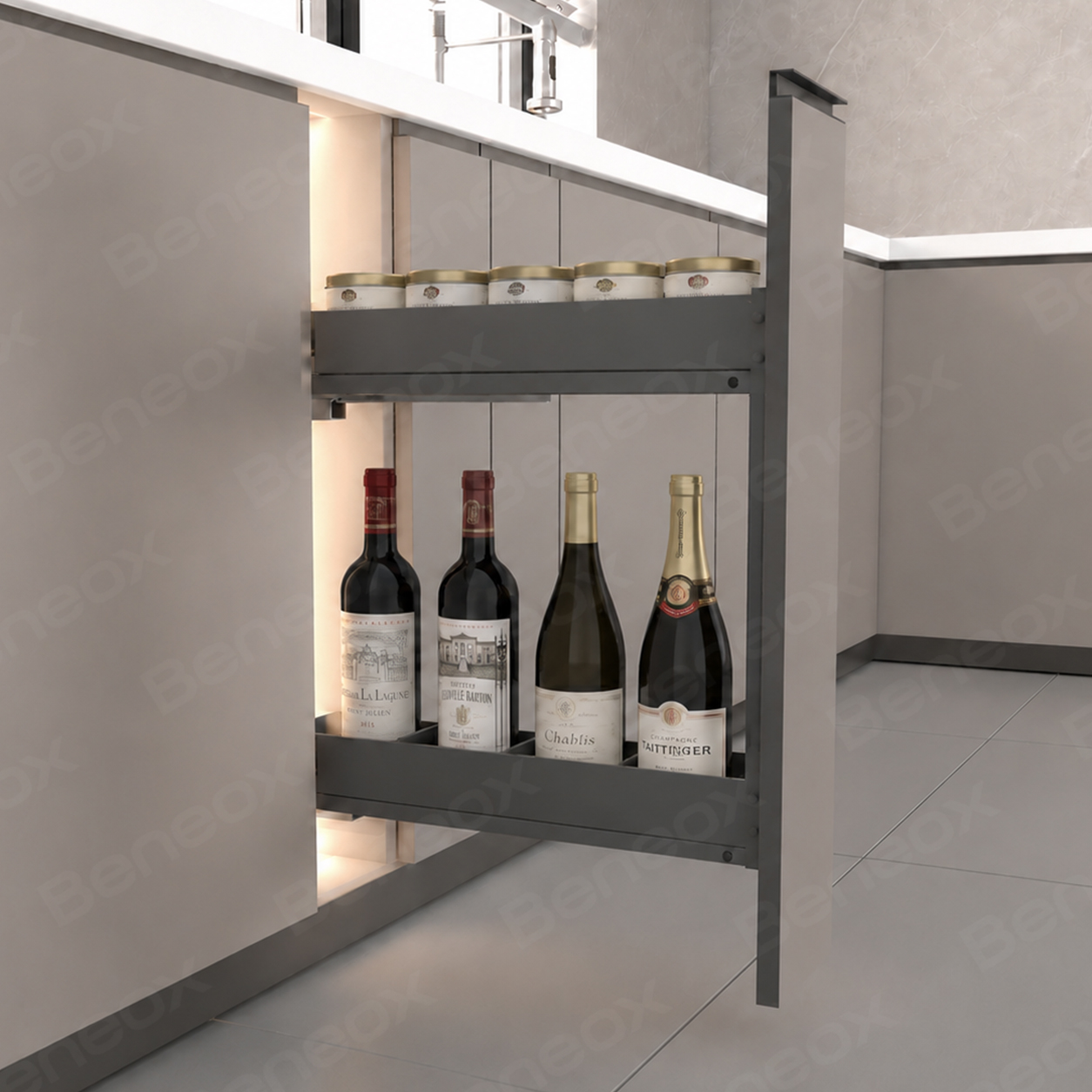 2 Layers 150mm Plate Metal Grey Sliding Basket