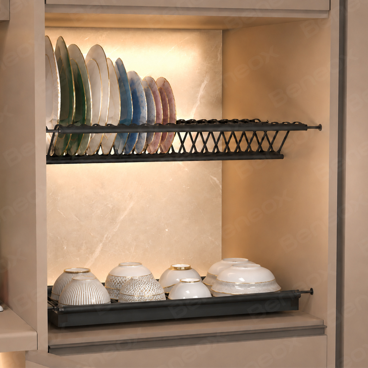2 Tiers Grey Stainless Steel Dish Rack
