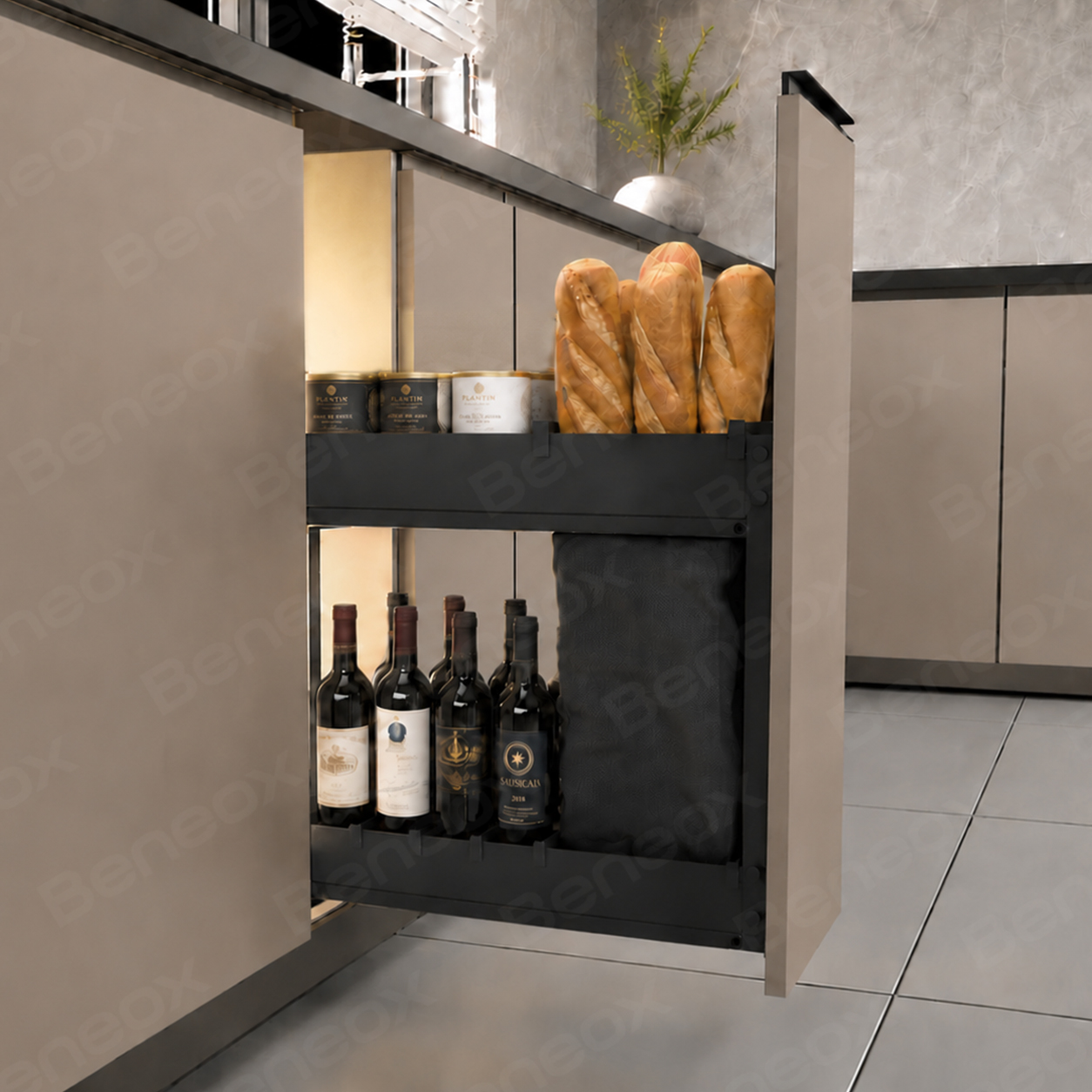 300mm 2 Layers Black Plate Metal Bread Basket