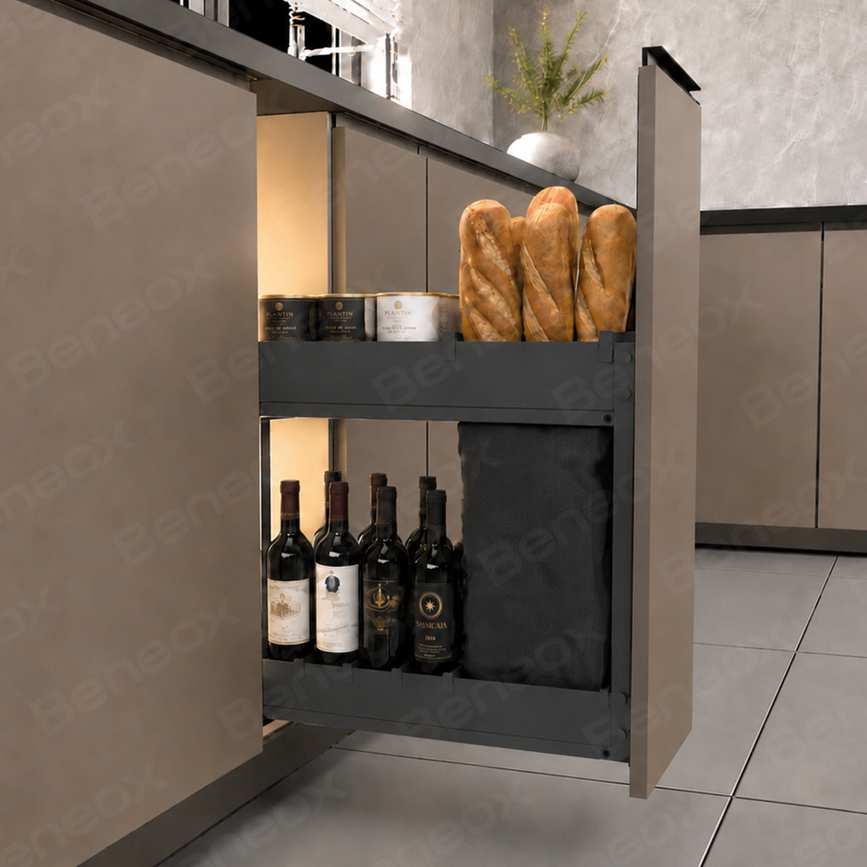 300mm 2 Layers Grey Plate Metal Bread Basket