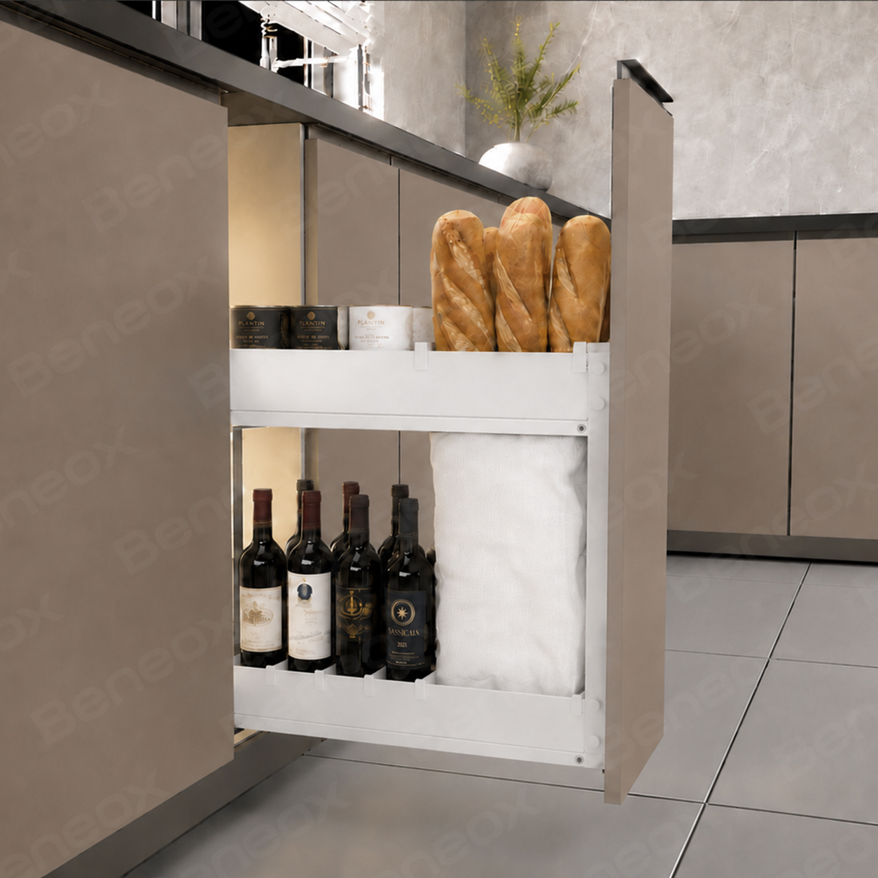 300mm 2 Layers White Plate Metal Bread Basket