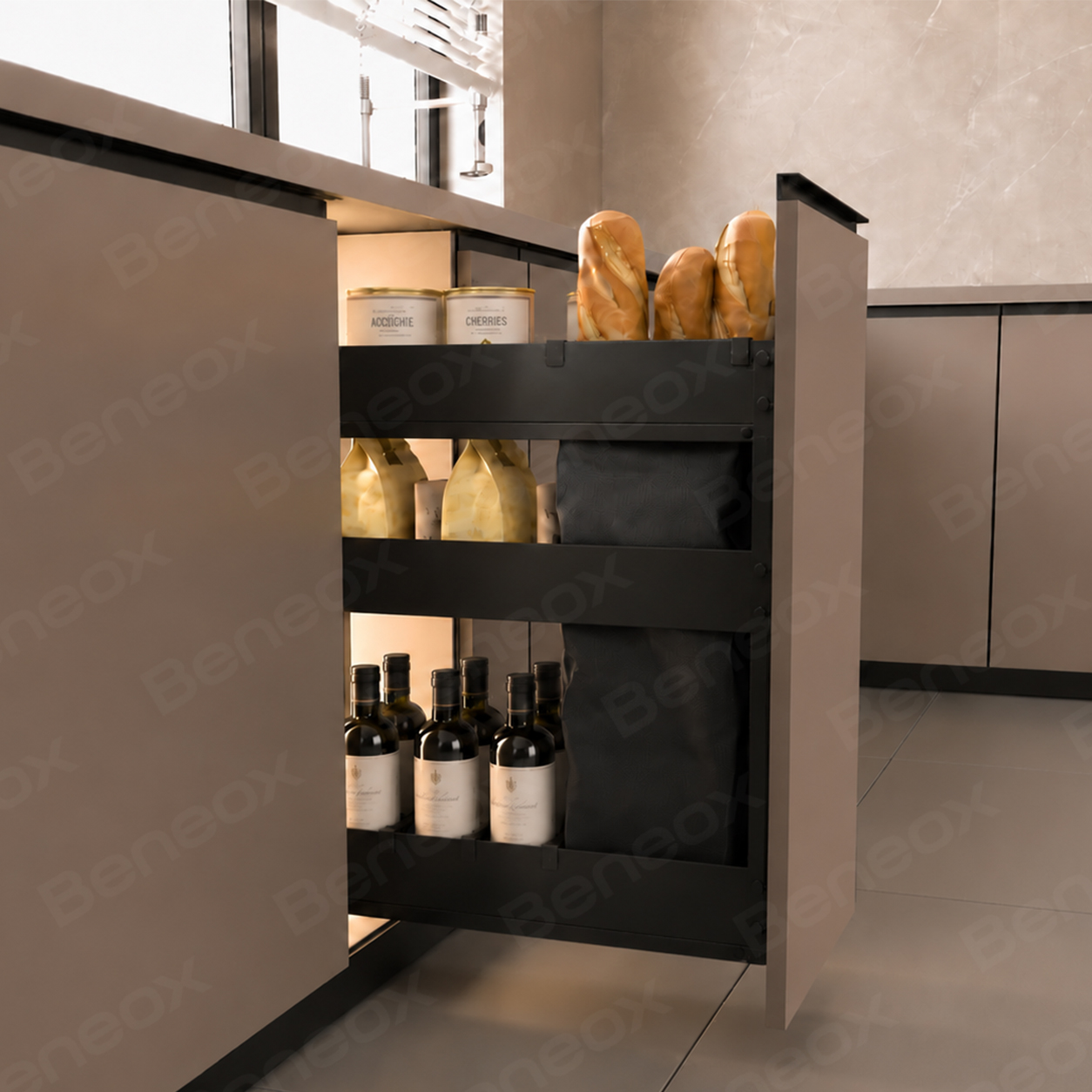 200mm 3 Layers Black Plate Metal Bread Basket