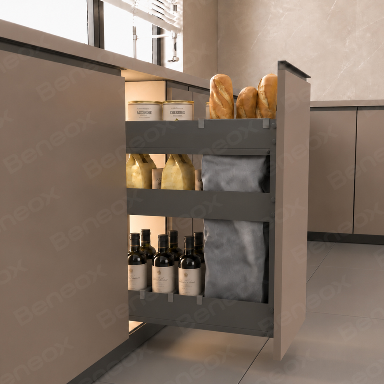 200mm 3 Layers Grey Plate Metal Bread Basket