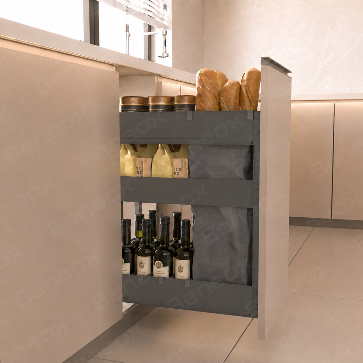 300mm 3 Layers Grey Plate Metal Bread Basket