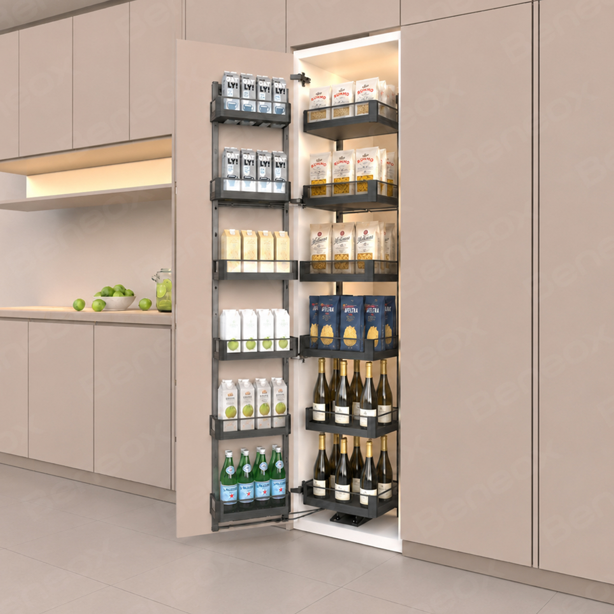 Tall Cabinet Grey 6 layers Glass Pantry Unit