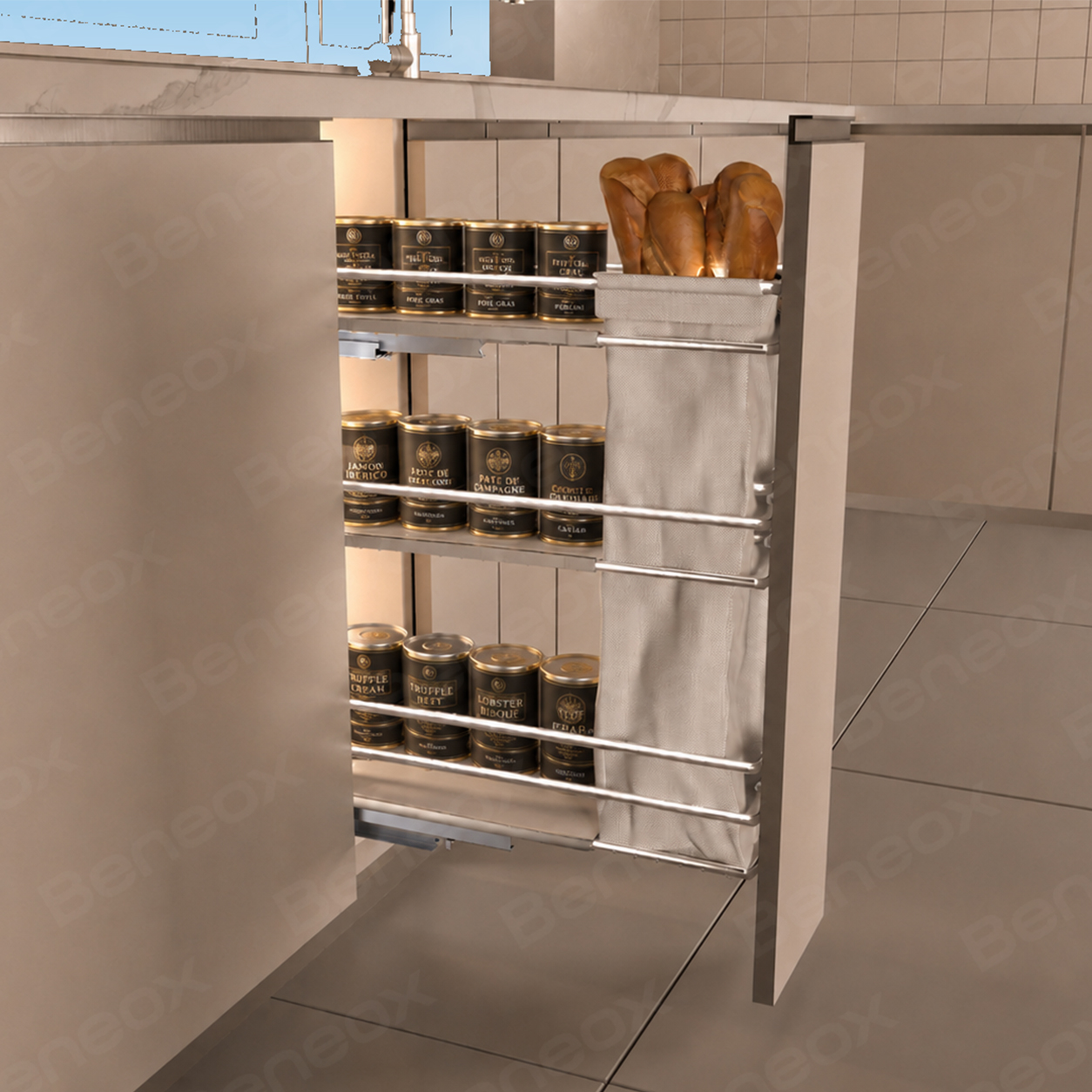 150-450mm 3 Layers Chrome Wire Bread Basket With Cover