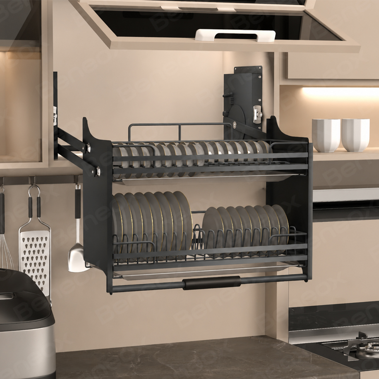 Square Wire Grey Pull Down Basket