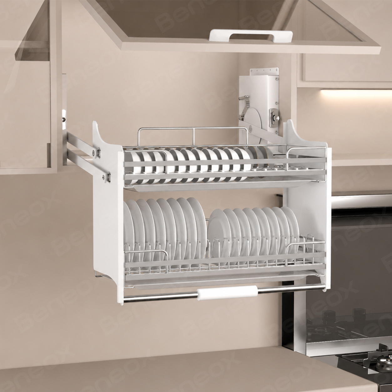 Square Wire White Pull Down Basket