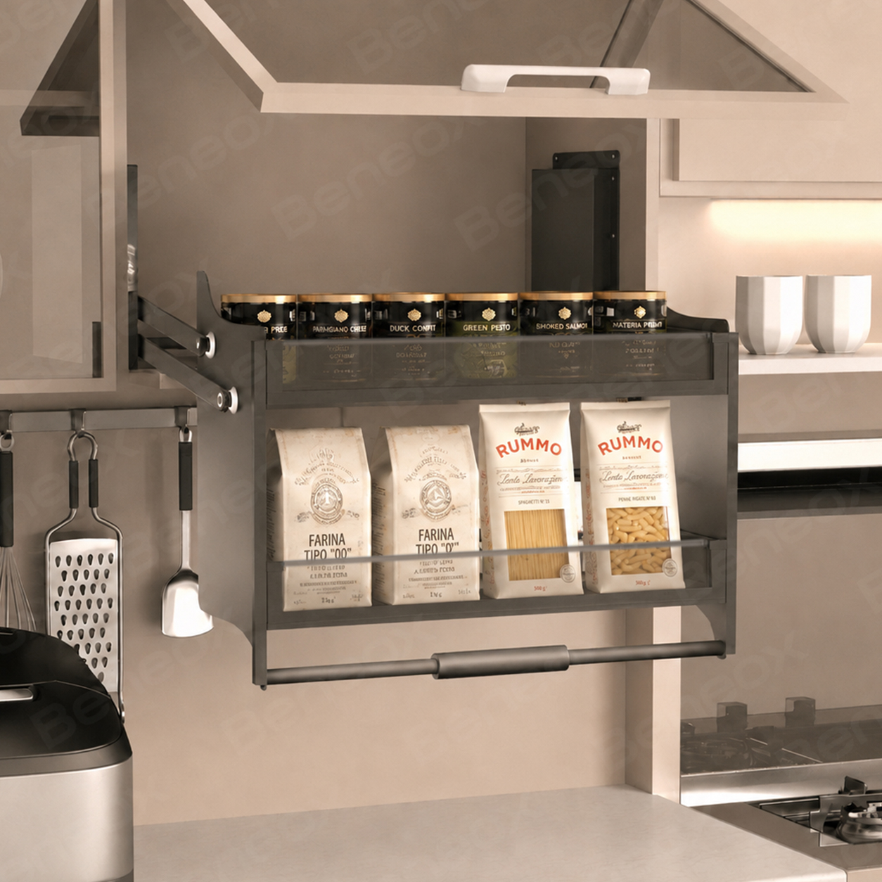 Glass Grey Pull Down Basket