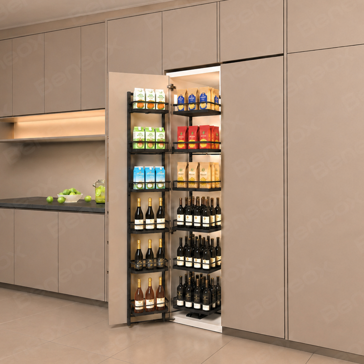 Tall Cabinet Grey 6 layers Wooden Pantry Unit