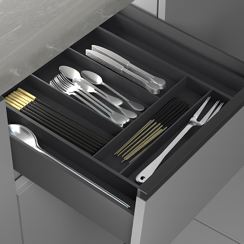 Black Color Cutlery Organizer Tray